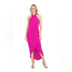 Like-New Julia Jordan Fuchsia Knot Neck Maxi Dress